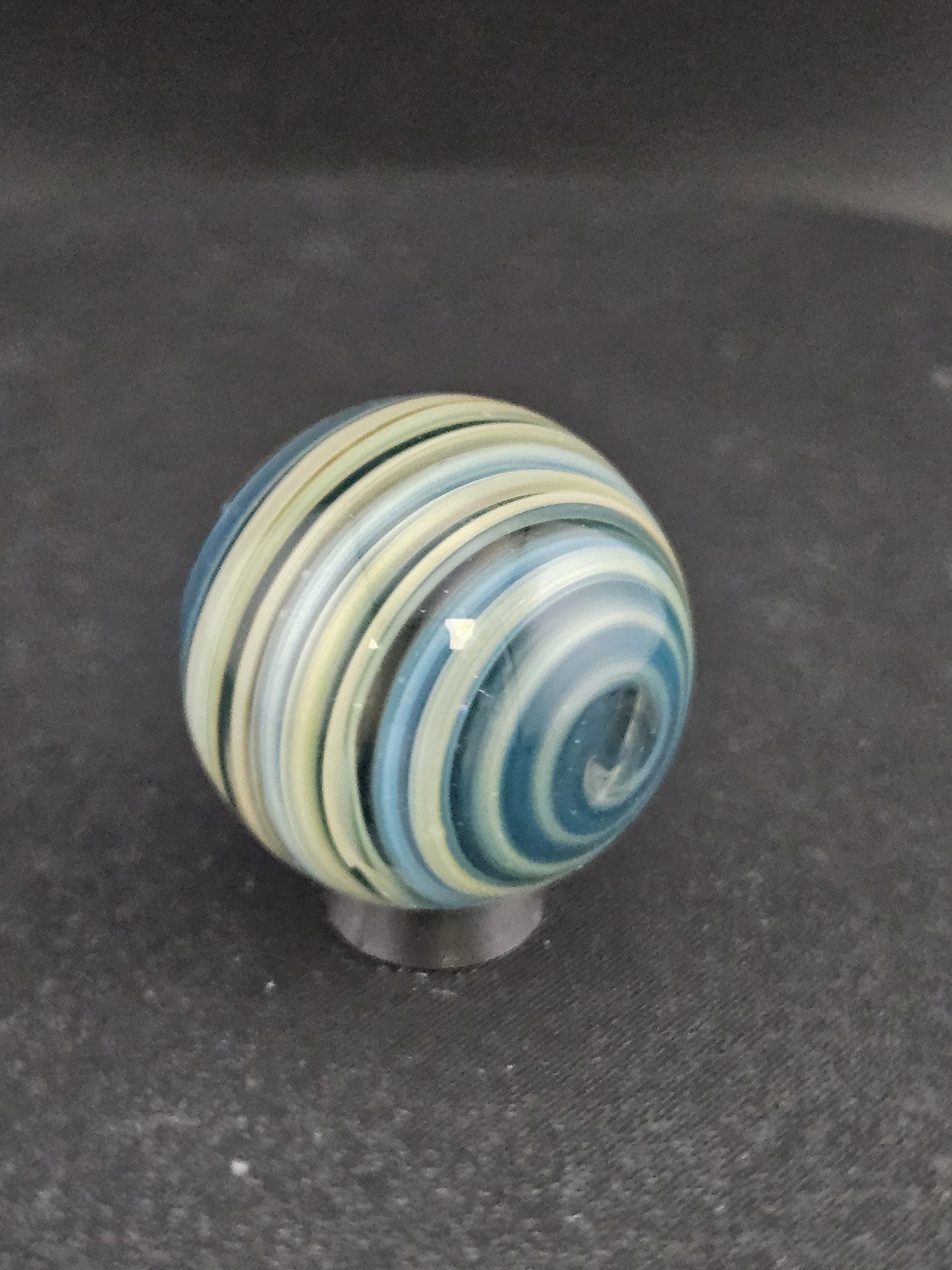 Handmade Glass Art Marble, Contemporary Swirl Design A2 (1.1") - photo 1