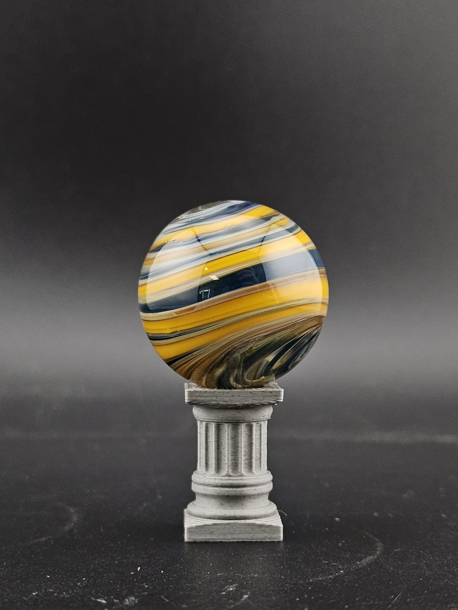 Handmade Glass Art Marble, Contemporary Swirl Design A5 (1.1") - photo 1