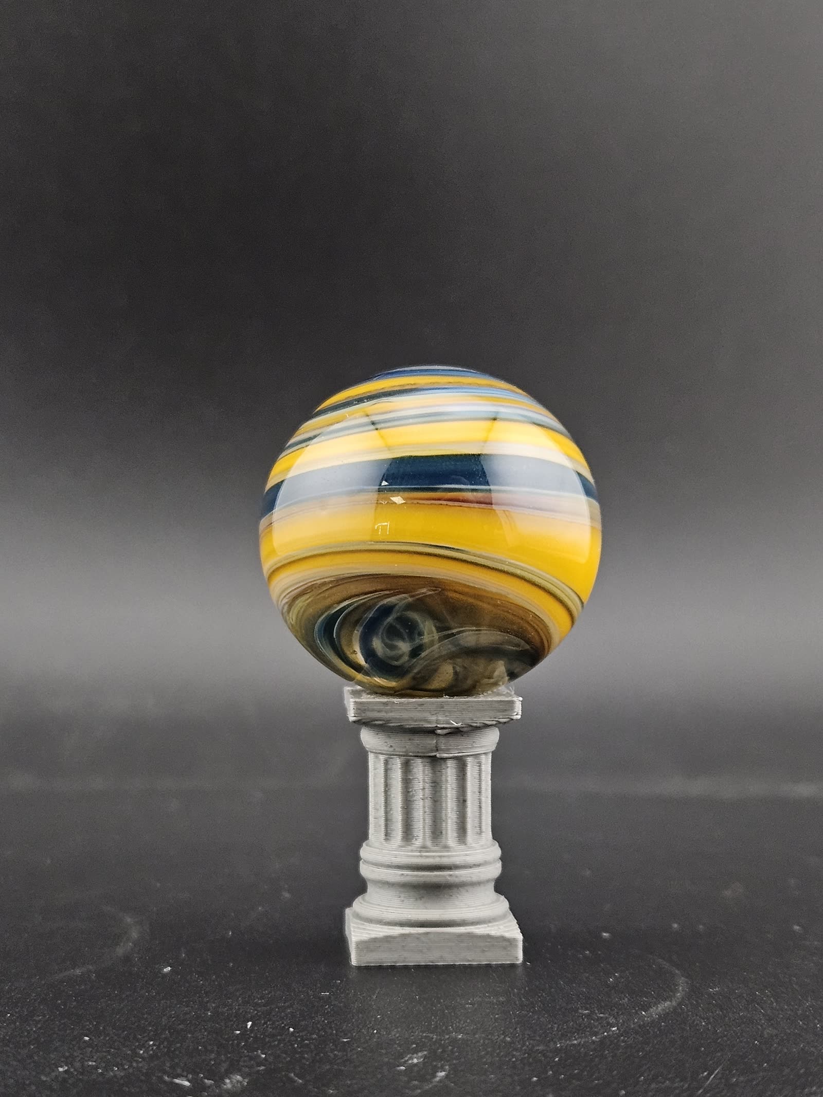 Handmade Glass Art Marble, Contemporary Swirl Design A5 (1.1") - photo 2