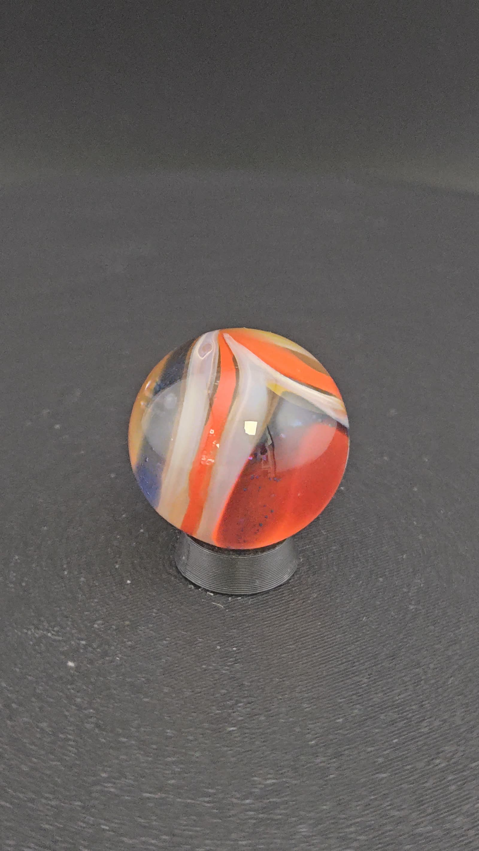 Red And Blue Swirls With A Window Of Clear Swirl Glass Marble C4 — Handmade Borosilicate, 1.0 inch - photo 1