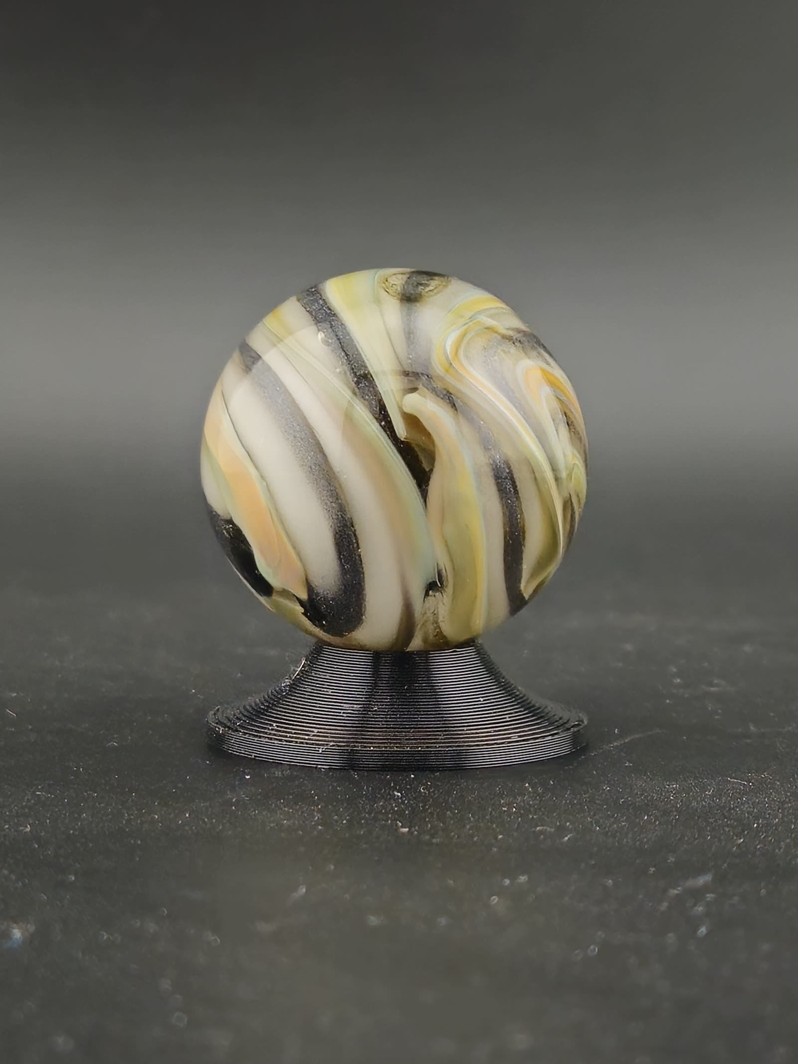 Handmade Glass Art Marble, Contemporary Swirl Design E1 (1.2") - photo 1
