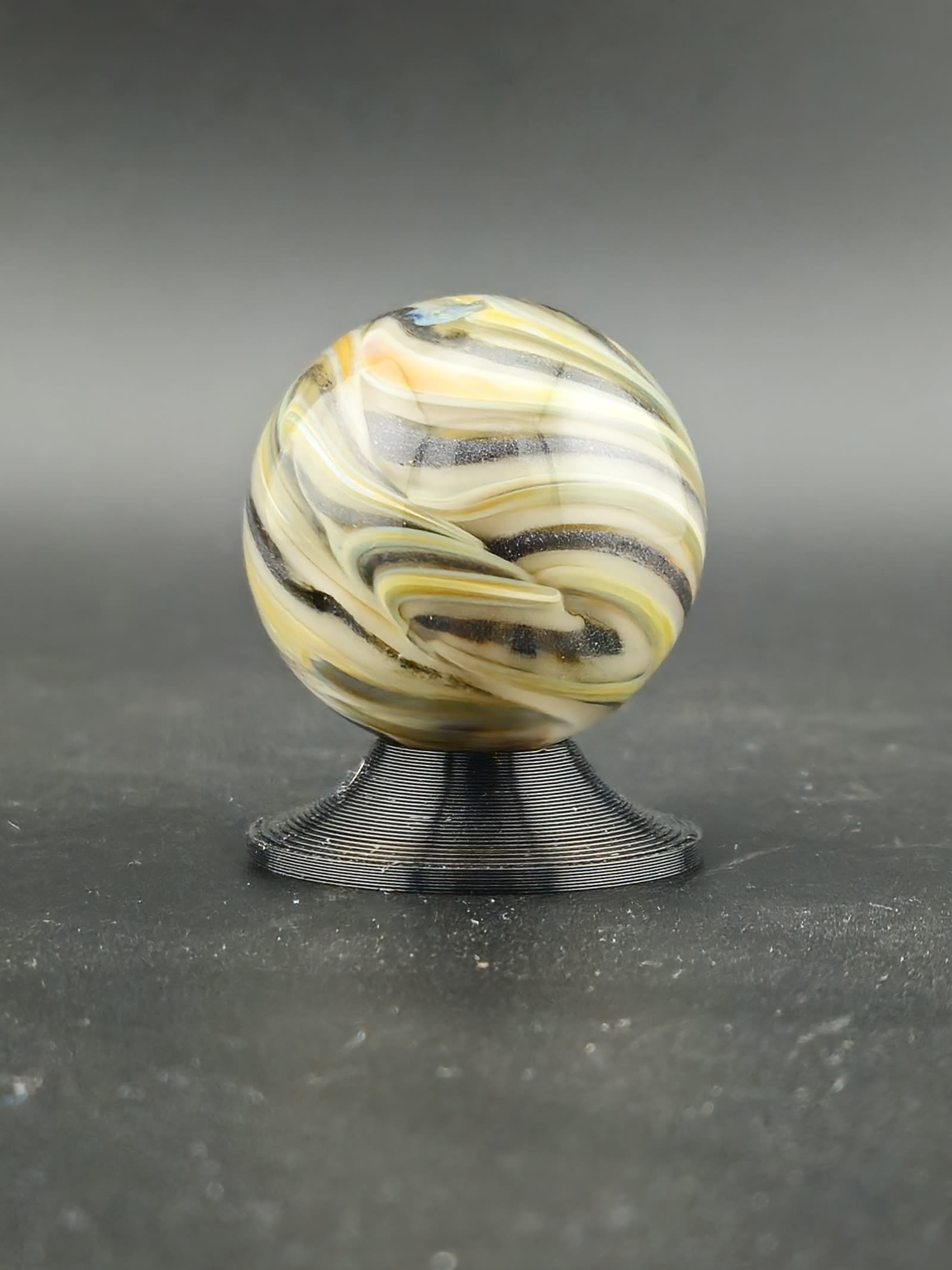 Handmade Glass Art Marble, Contemporary Swirl Design E1 (1.2") - photo 2