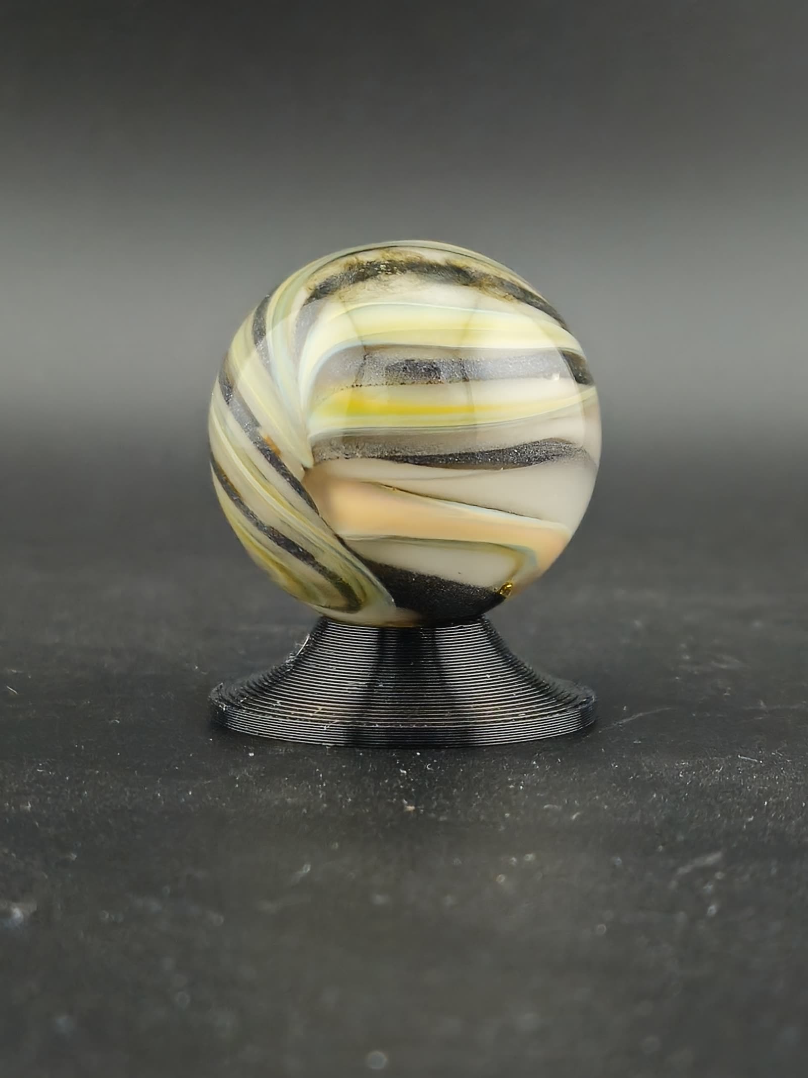 Handmade Glass Art Marble, Contemporary Swirl Design E1 (1.2") - photo 3