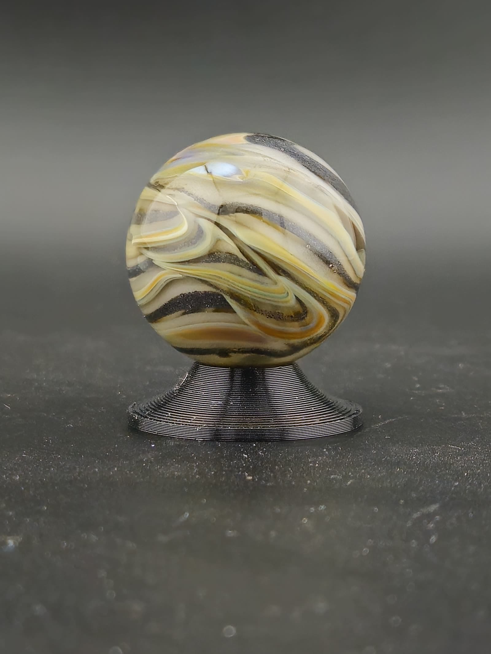 Handmade Glass Art Marble, Contemporary Swirl Design E1 (1.2") - photo 5