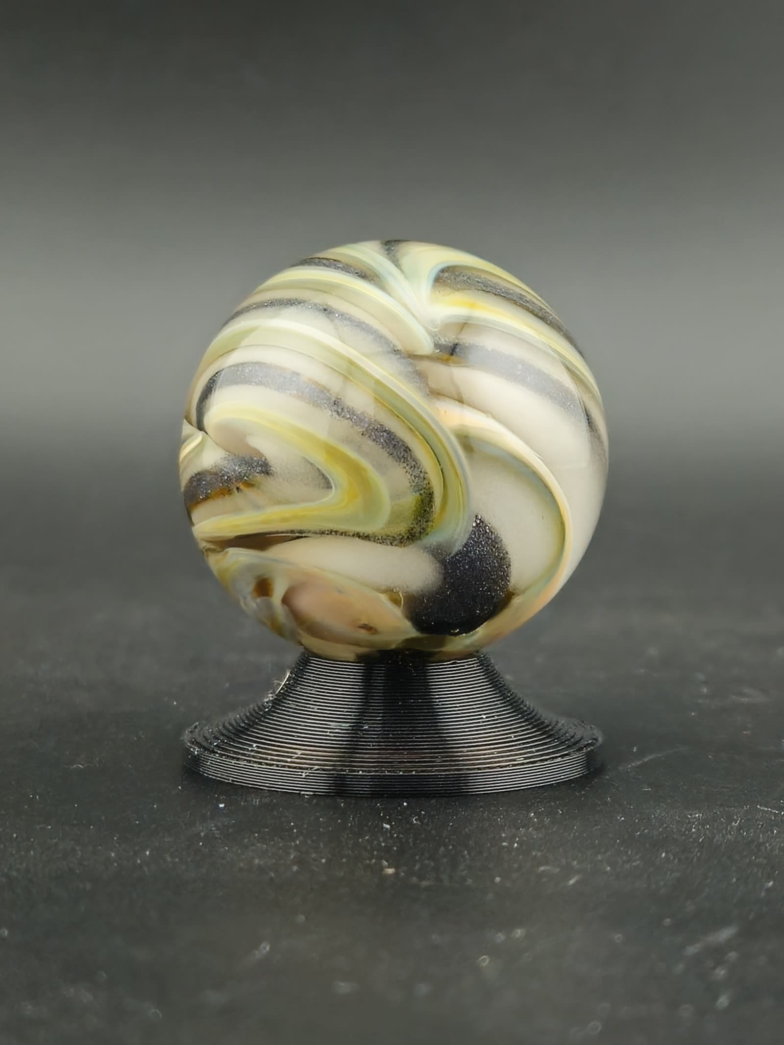 Handmade Glass Art Marble, Contemporary Swirl Design E1 (1.2") - photo 6