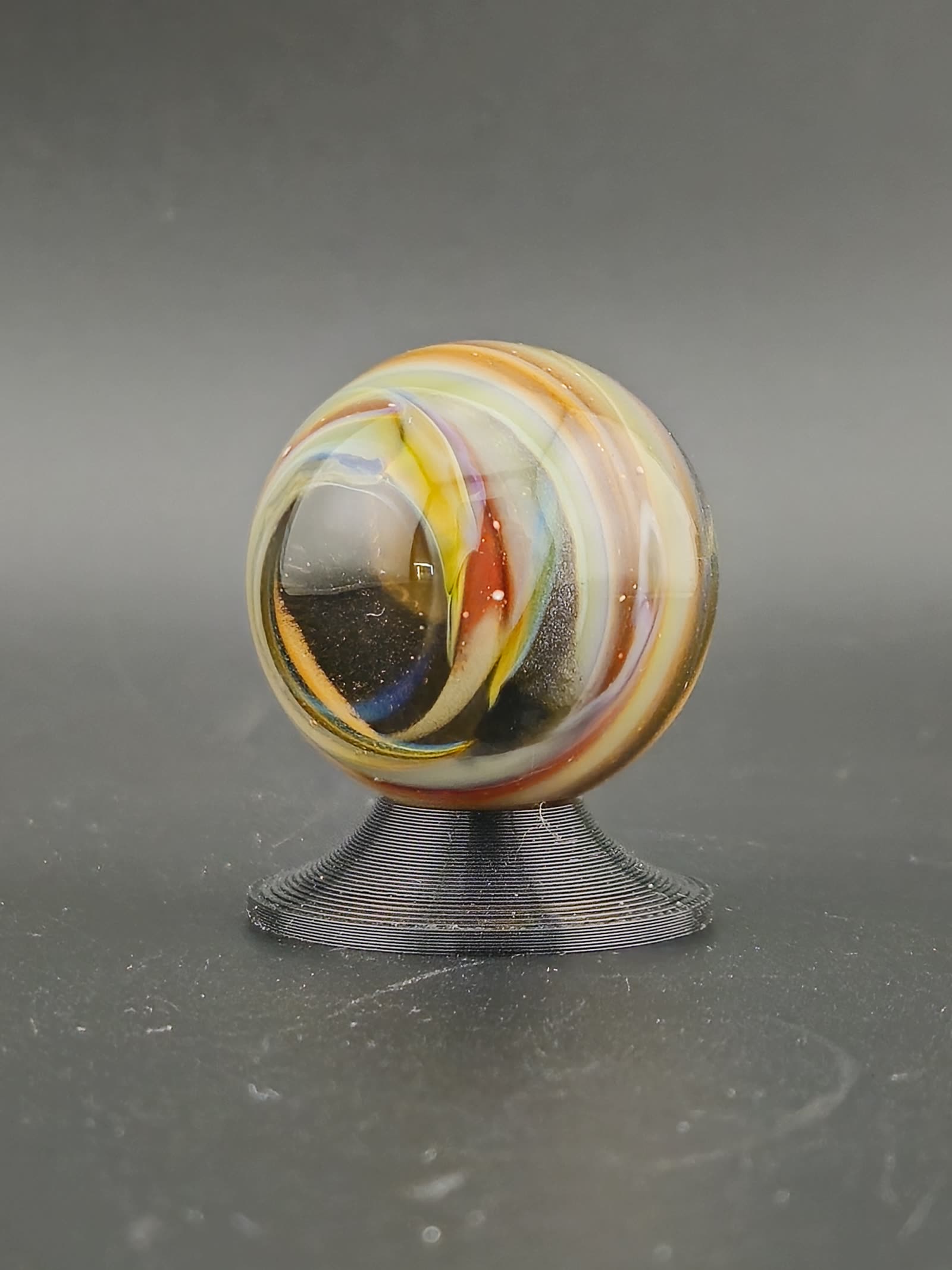 Handmade Glass Art Marble, Contemporary Swirl Design E10 (1.1") - photo 1