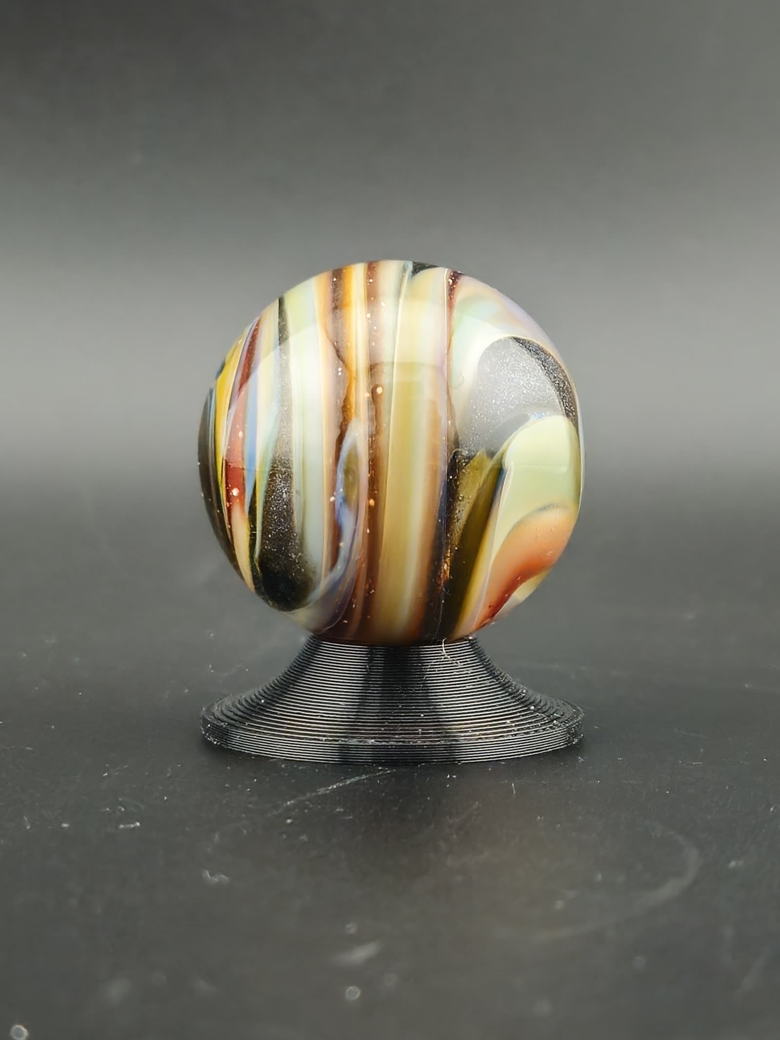 Handmade Glass Art Marble, Contemporary Swirl Design E10 (1.1") - photo 2