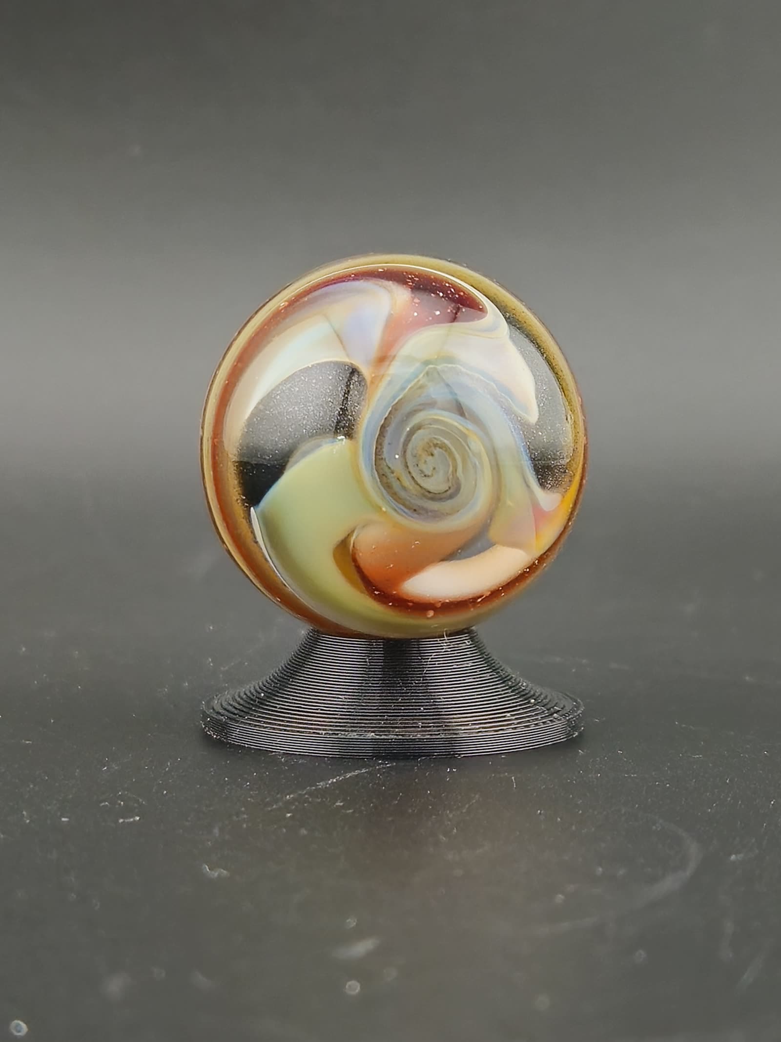 Handmade Glass Art Marble, Contemporary Swirl Design E10 (1.1") - photo 3