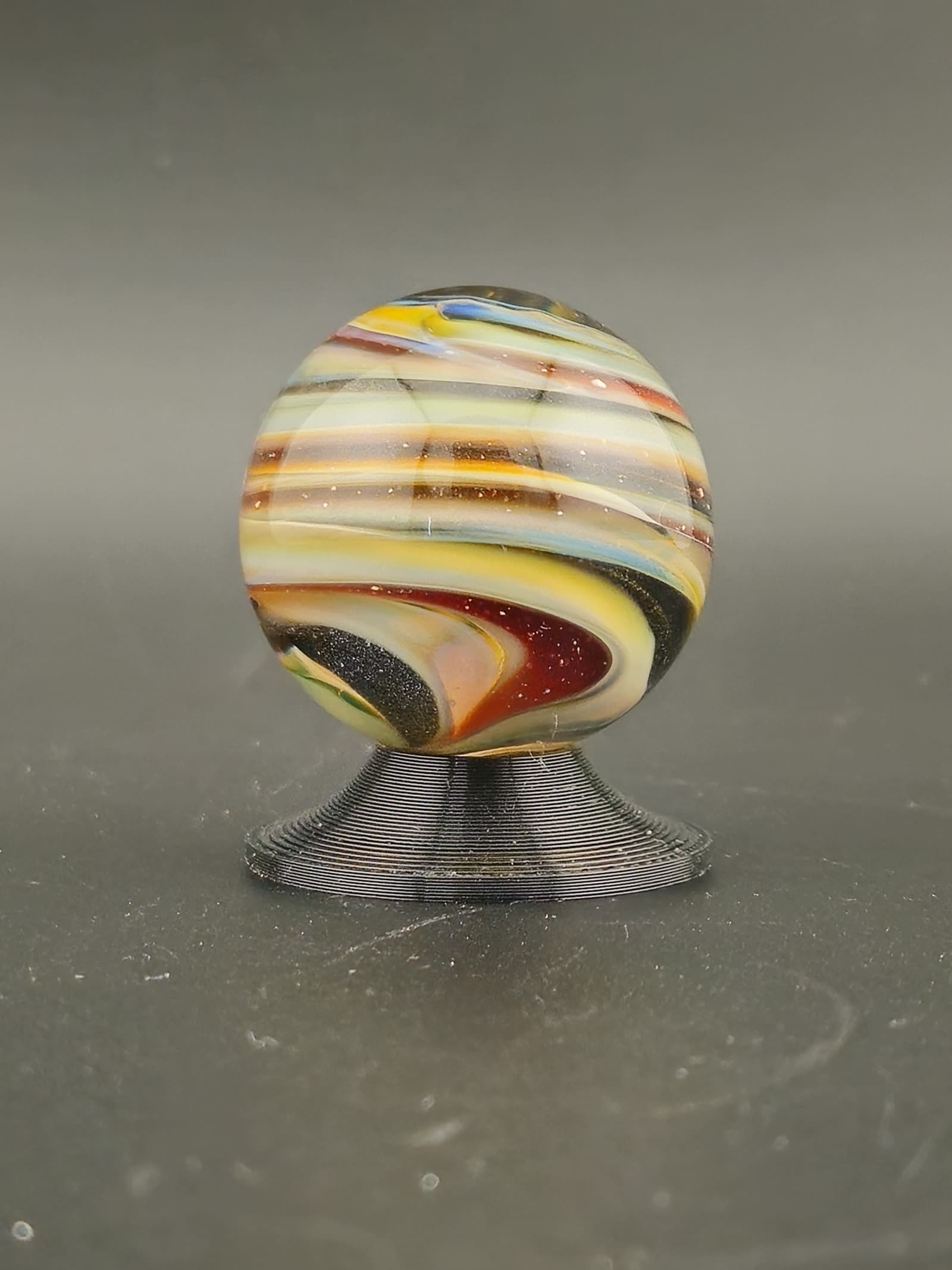 Handmade Glass Art Marble, Contemporary Swirl Design E10 (1.1") - photo 4