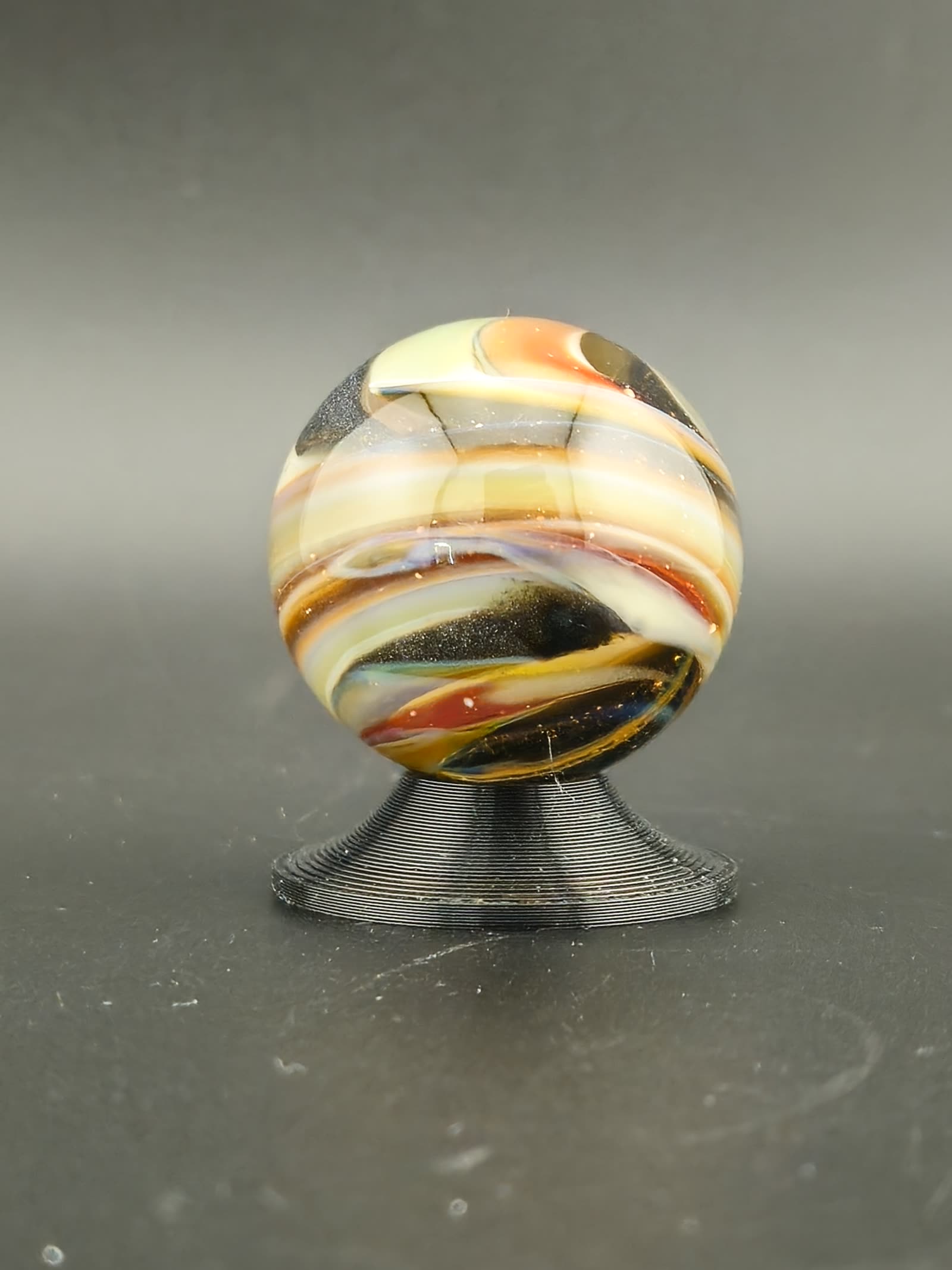 Handmade Glass Art Marble, Contemporary Swirl Design E10 (1.1") - photo 5