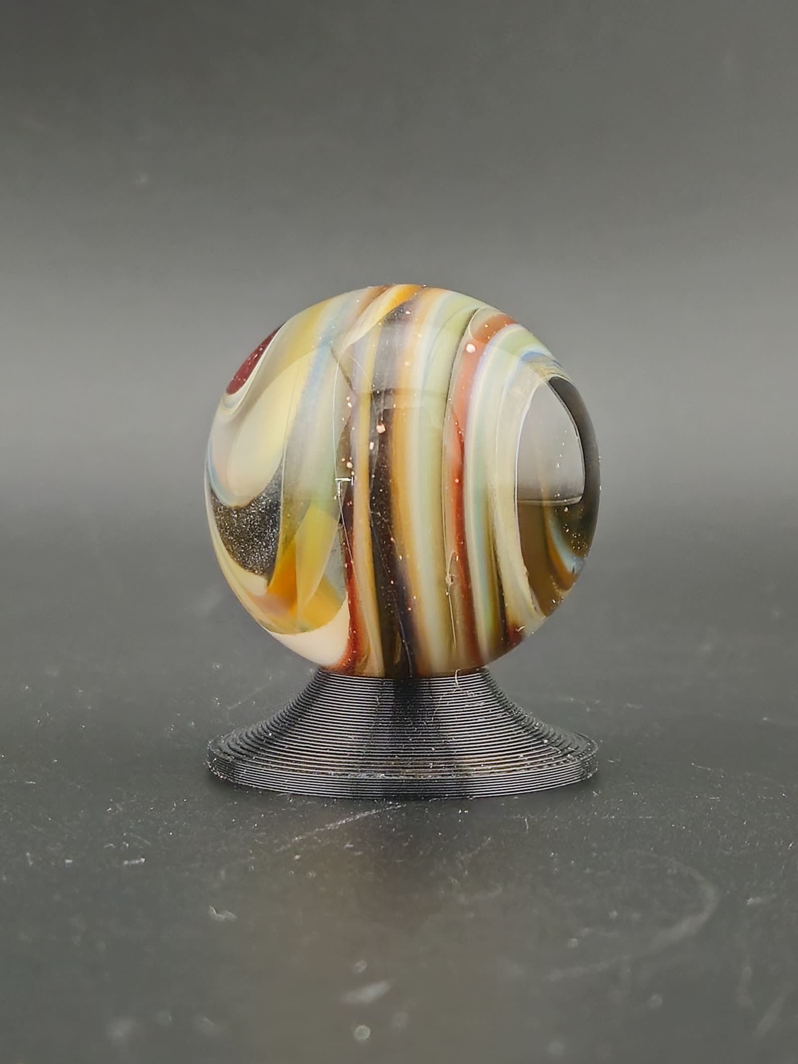 Handmade Glass Art Marble, Contemporary Swirl Design E10 (1.1") - photo 6