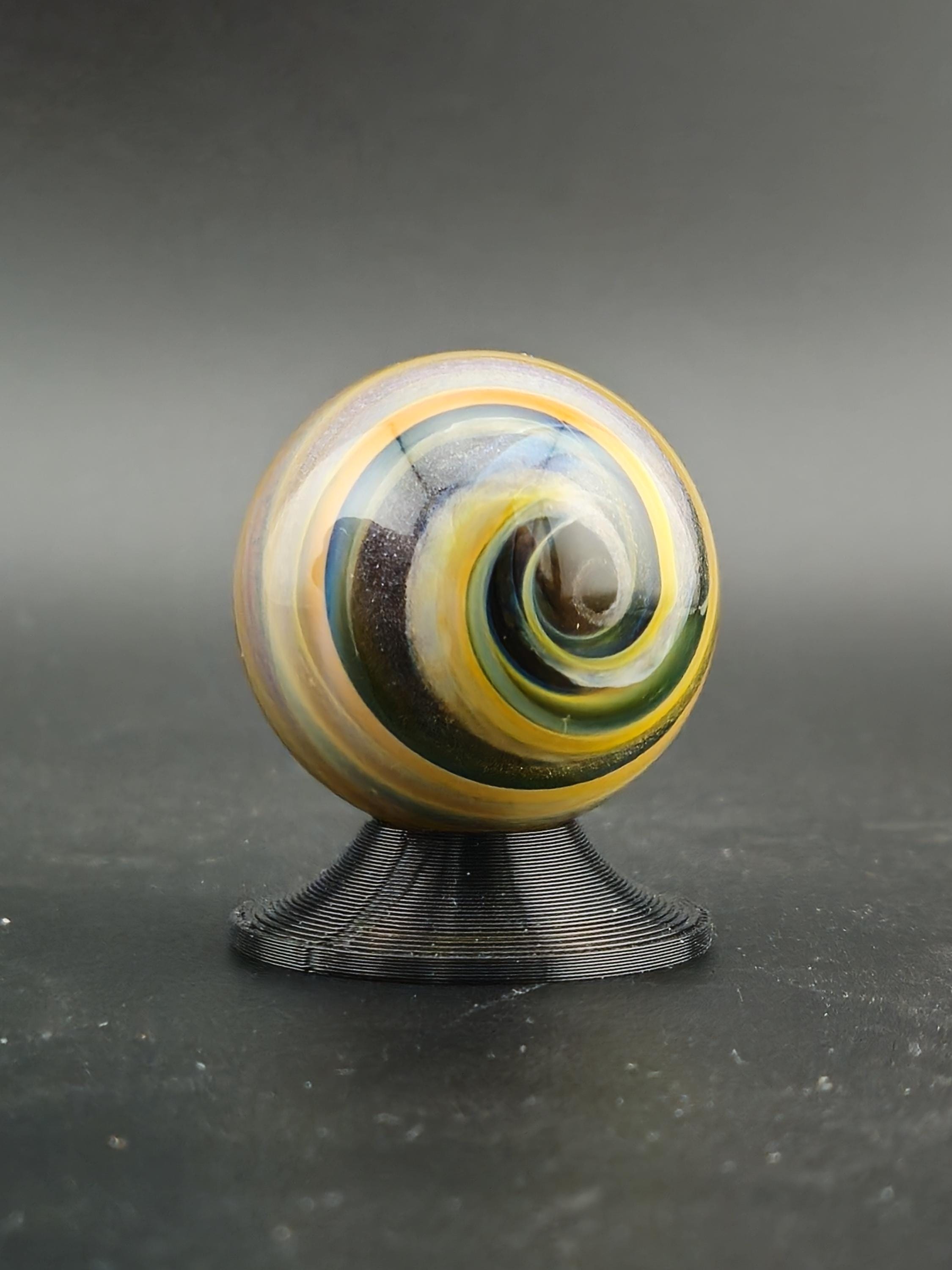 Handmade Glass Art Marble, Contemporary Swirl Design E4 (1.2") - photo 1