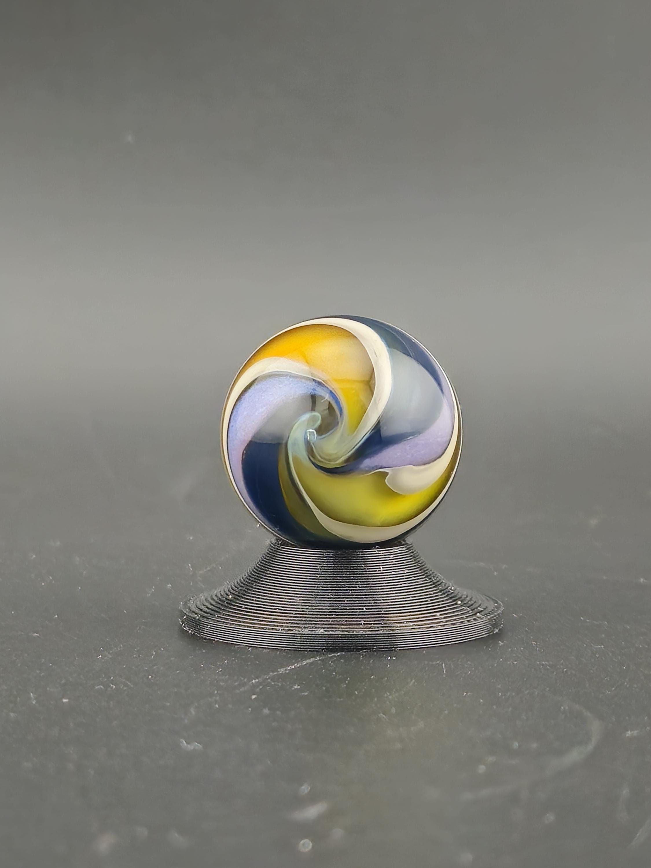 Handmade Glass Art Marble, Contemporary Swirl Design E7 (0.9") - photo 1