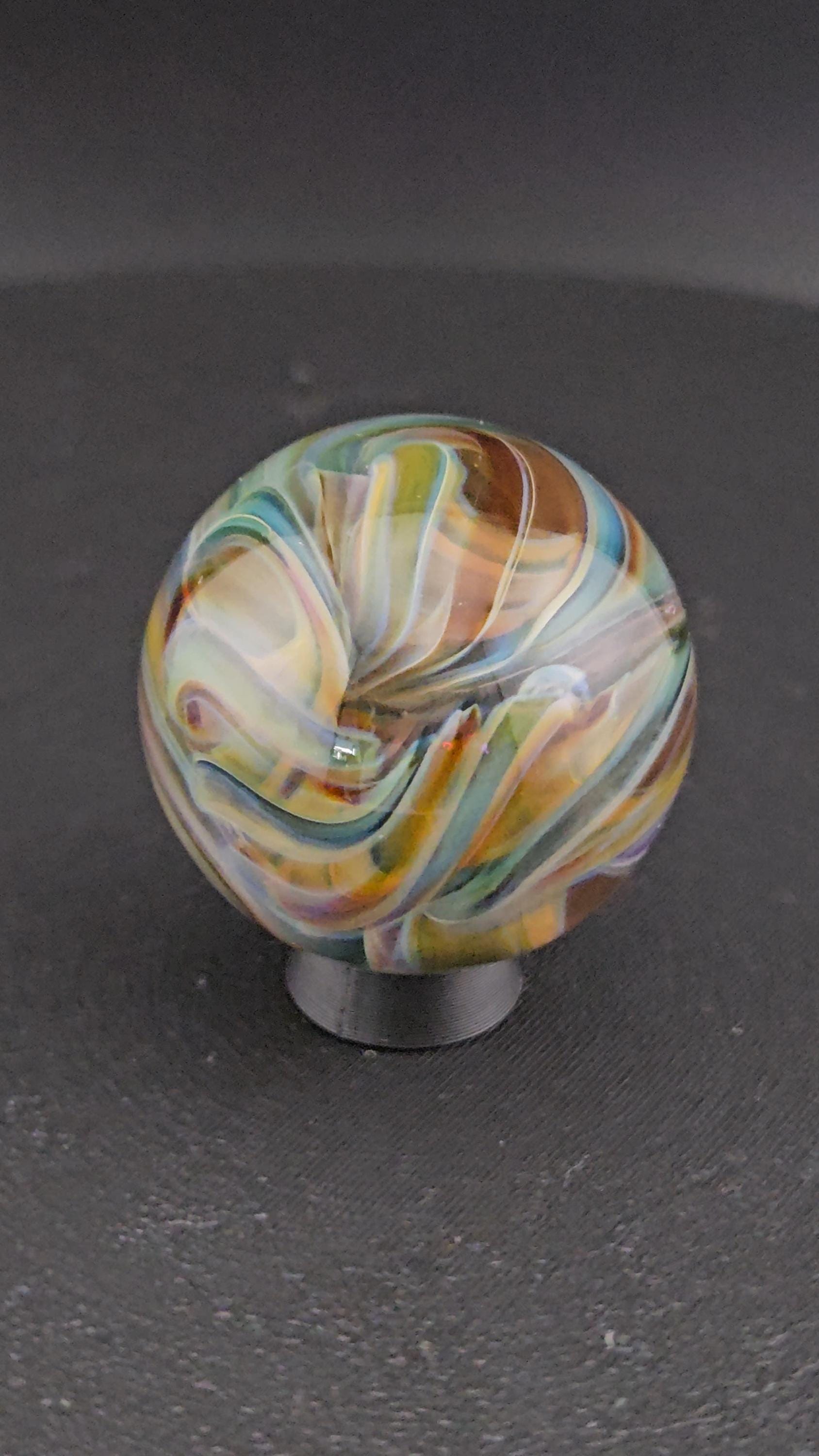 Handmade Glass Art Marble, Contemporary Swirl Design F8 (1.2") - photo 1