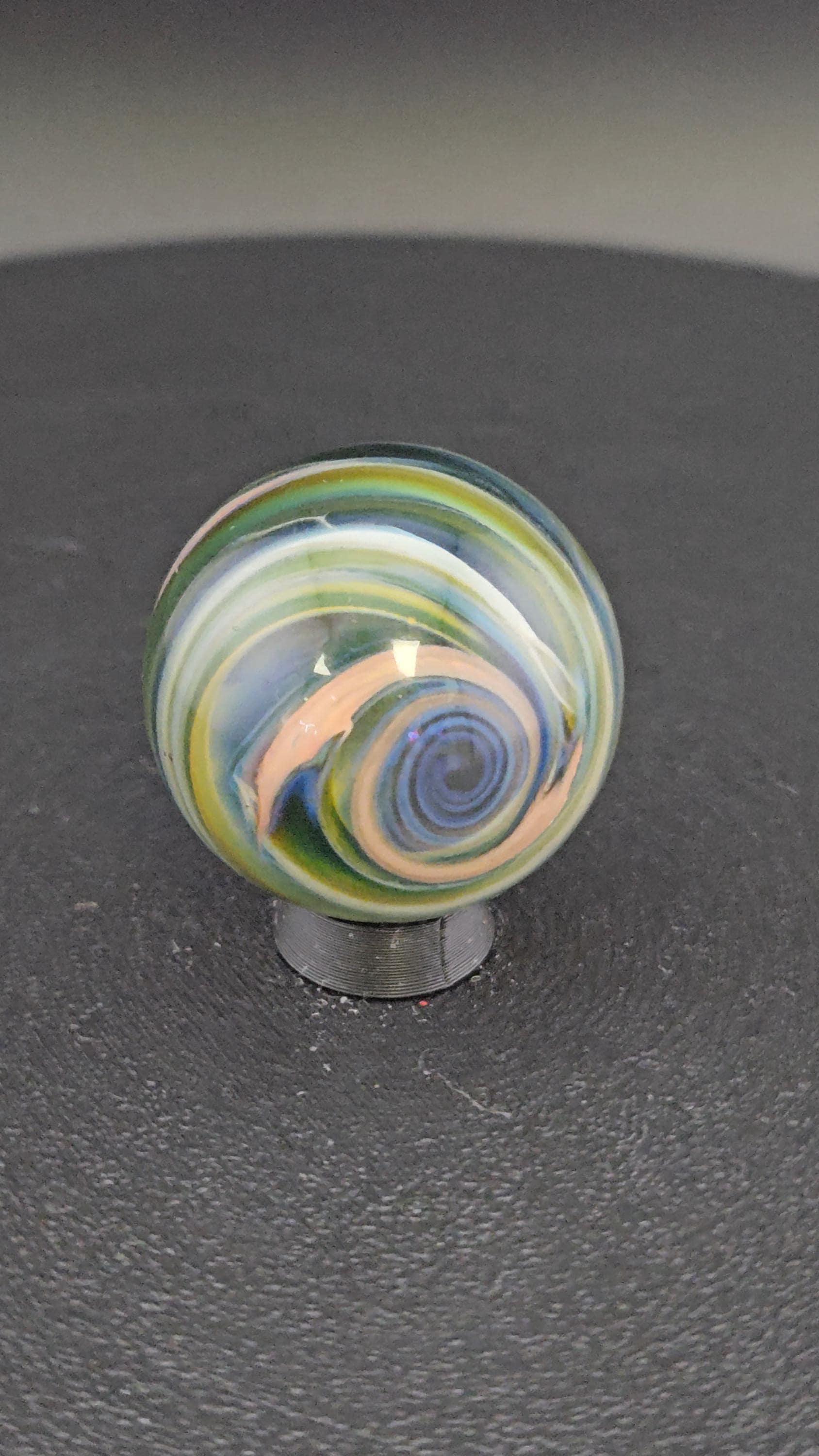 Handmade Glass Art Marble, Contemporary Swirl Design H14 (1.1") - photo 1