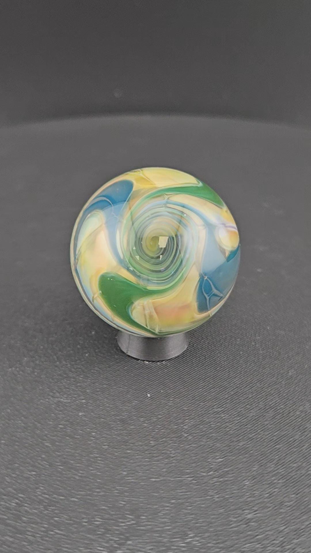 Handmade Glass Art Marble, Contemporary Swirl Design I15 (1.2") - photo 1