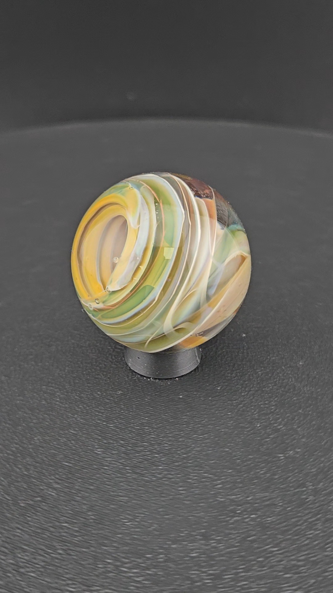 Handmade Glass Art Marble, Contemporary Swirl Design I18 (1.2") - photo 1