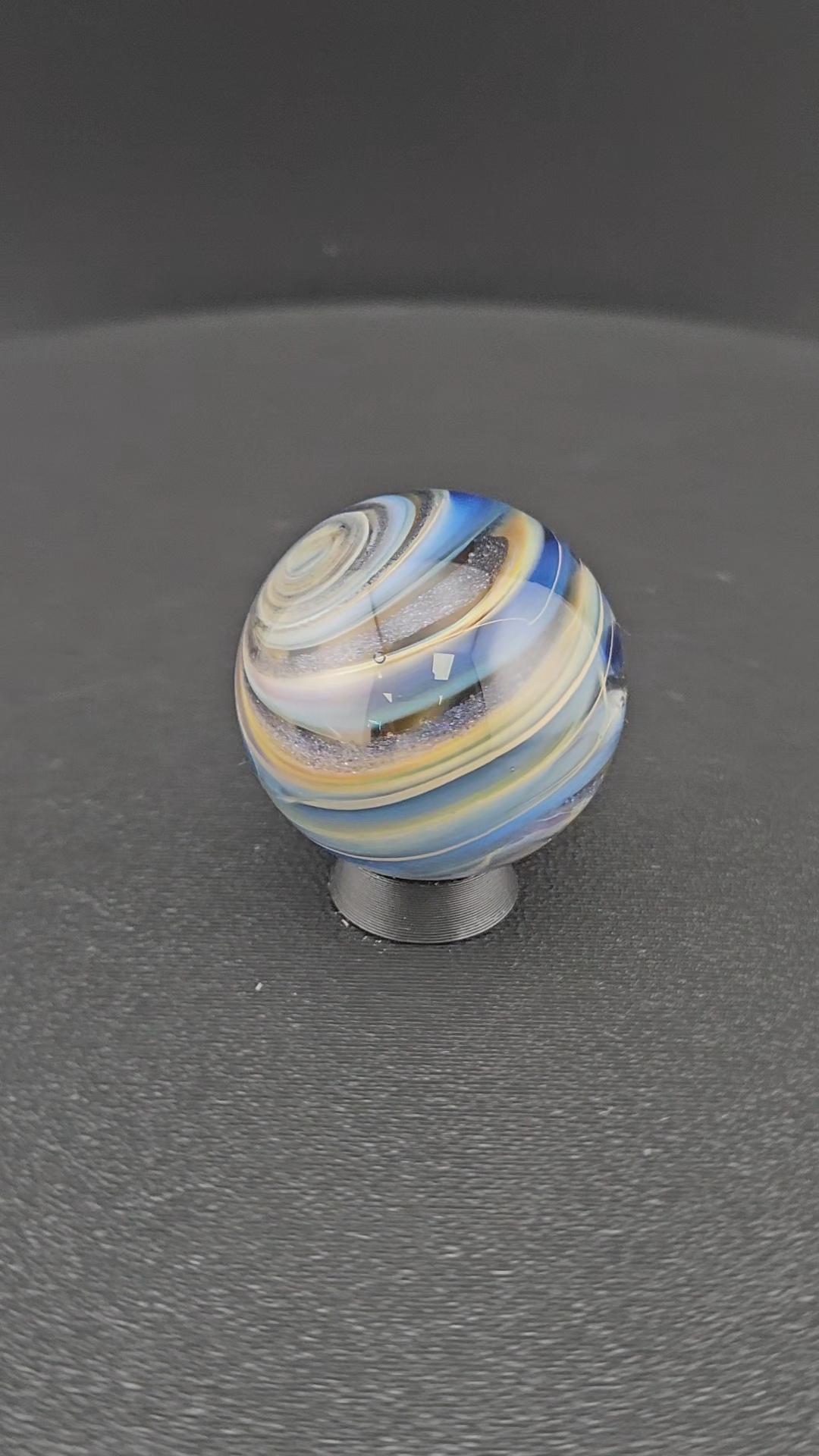 Handmade Glass Art Marble, Contemporary Swirl Design I8 (1.0") - photo 1