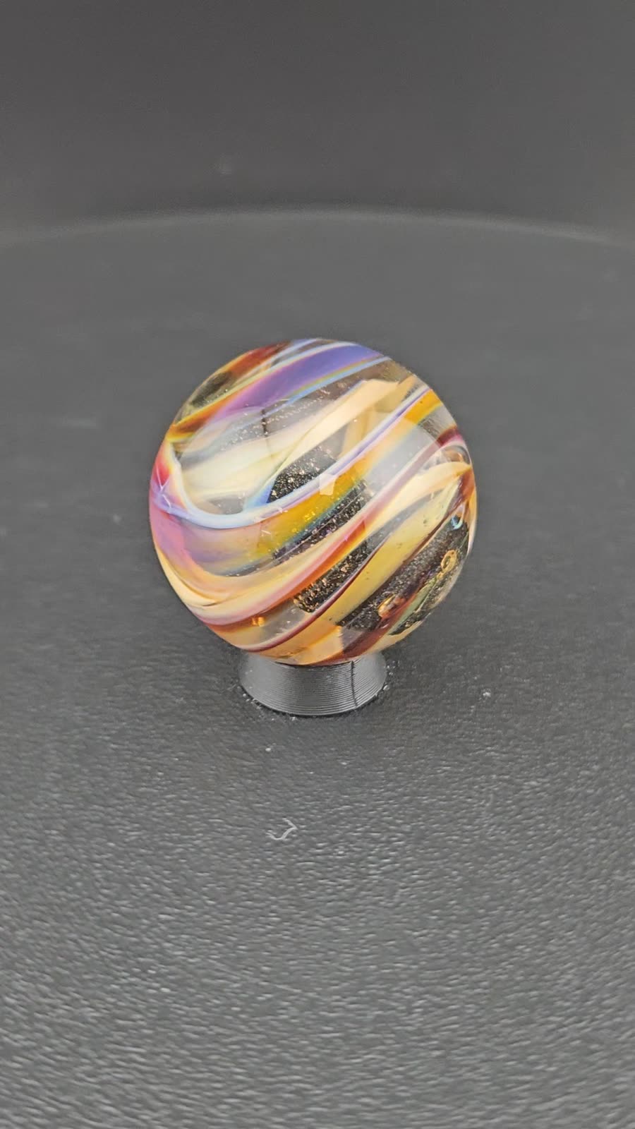 Handmade Glass Art Marble, Contemporary Swirl Design K2 (1.1") - photo 1